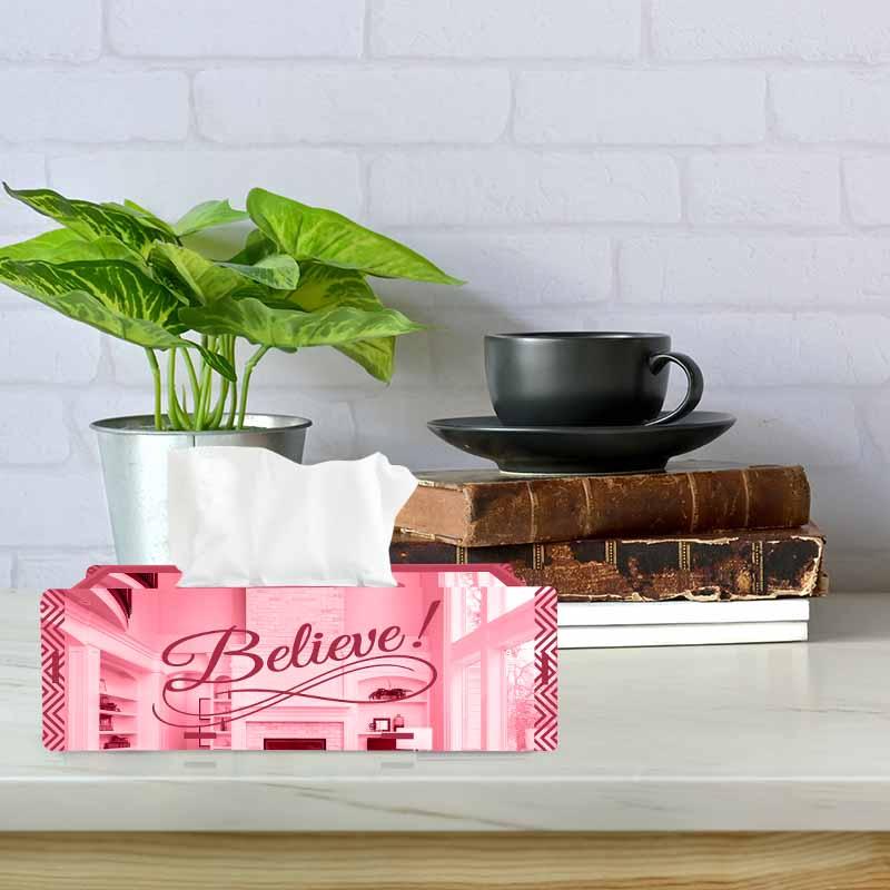 Believe, One Acrylic Mirror tissue box with 100 X 2 Ply tissues (2+ MM) - FHMax.com