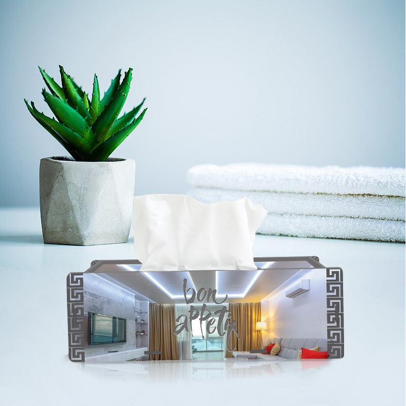 Bon Appetit, One Acrylic Mirror tissue box with 100 X 2 Ply tissues (2+ MM) - FHMax.com
