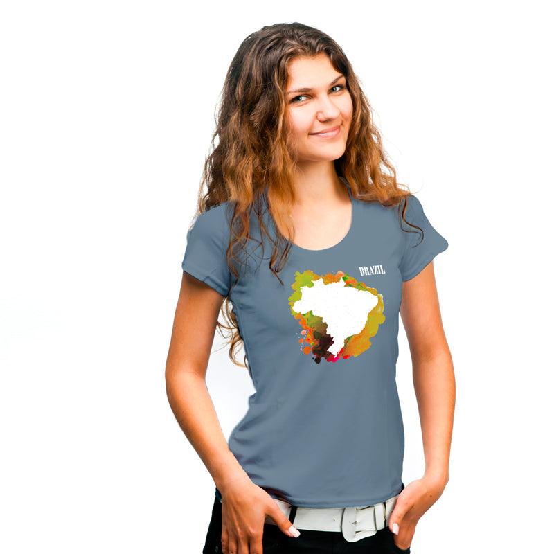 Brazil's Map, Women Half Sleeve Tshirt - FHMax.com
