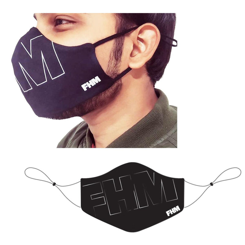 Combo of 4 FHM Printed Black Face Mask - FHMax.com