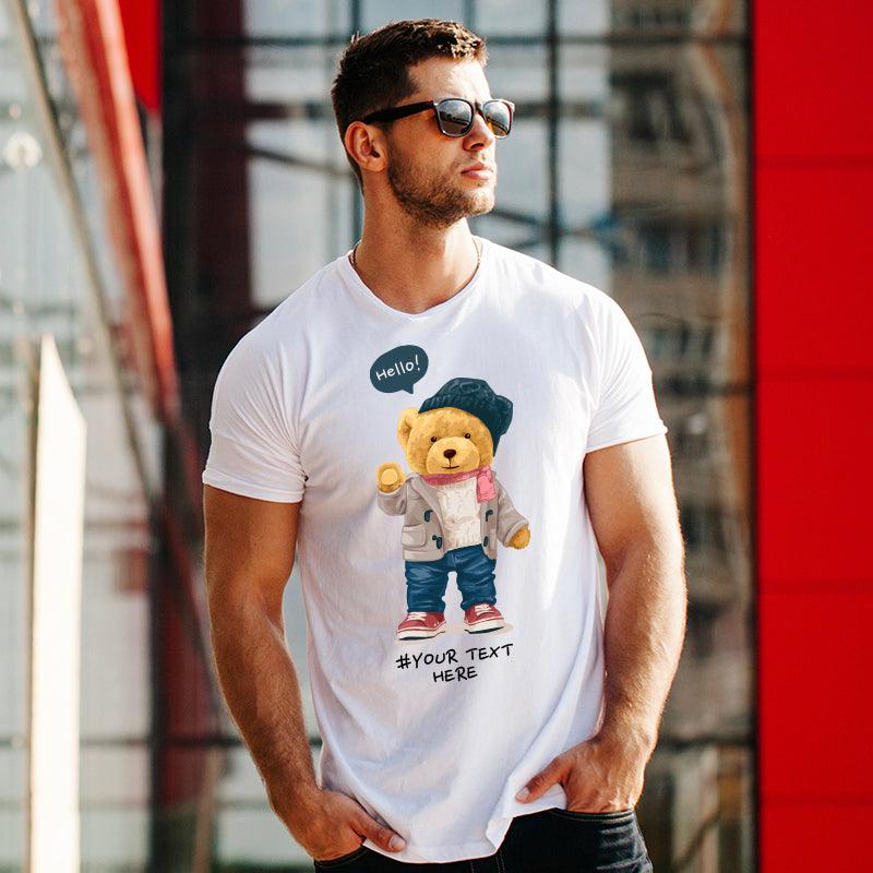 Customize Hello Teddy collection with your Text, FHM London Men Half sleeve T-shirt - FHMax.com