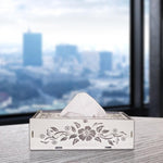 Engrave Flower design, One Acrylic Mirror tissue box with 100 X 2 Ply tissues (2+ MM) - FHMax.com