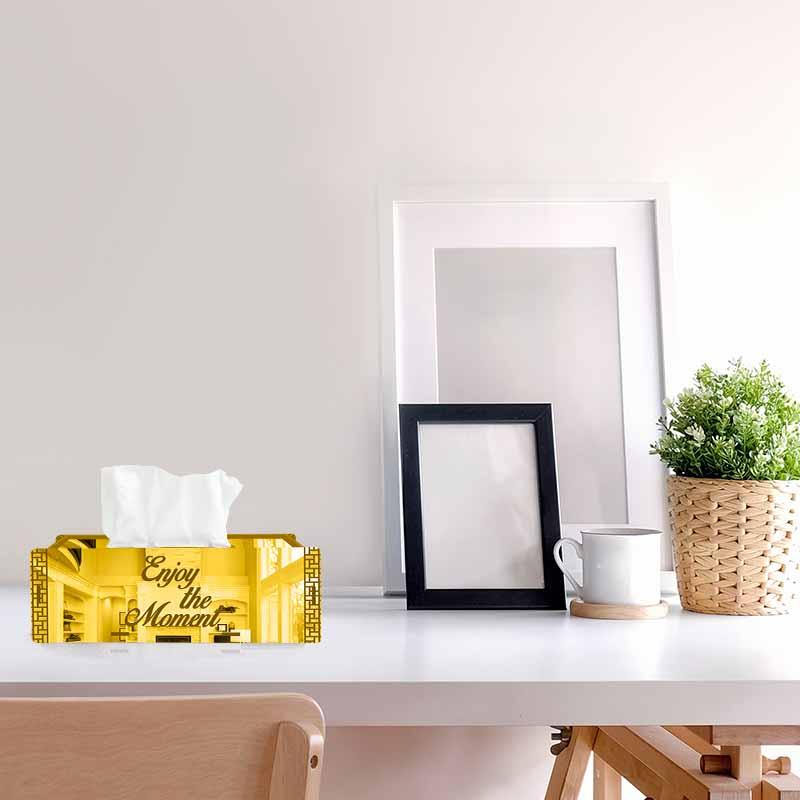 Enjoy The Moment, One Acrylic Mirror tissue box with 100 X 2 Ply tissues (2+ MM) - FHMax.com