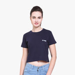 FHM Navy Blue, Women Cotton Crop Top / Tshirt - FHMax.com