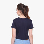 FHM Navy Blue, Women Cotton Crop Top / Tshirt - FHMax.com