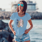 Flower strips, Women Half Sleeve Tshirt - FHMax.com