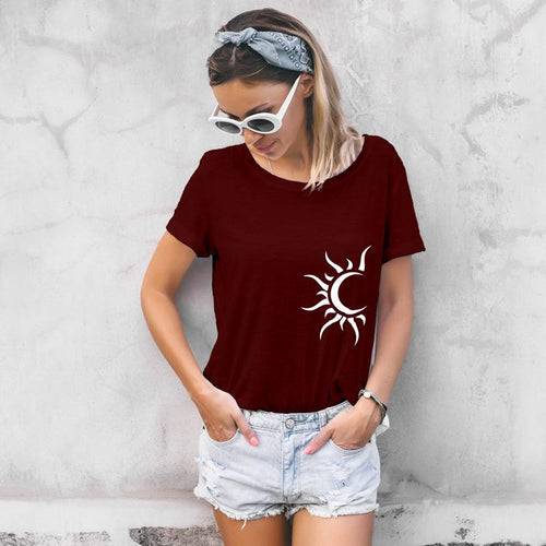 Half Moon, Women Half Sleeve Tshirt - FHMax.com