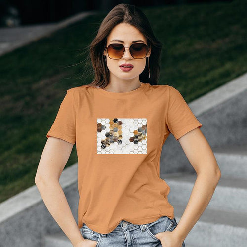Hexagon design, Women Half Sleeve Tshirt - FHMax.com