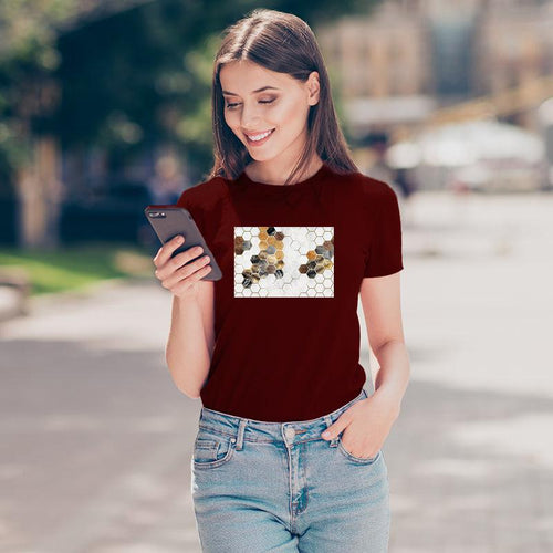 Hexagon Design, Women Half Sleeve Tshirt - FHMax.com