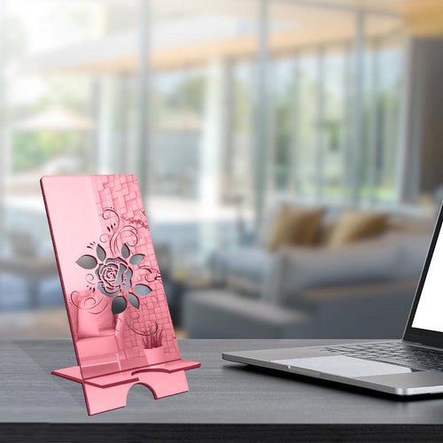Laser Cutting Rose Design, Reflective Acrylic Mobile Phone stand - FHMax.com