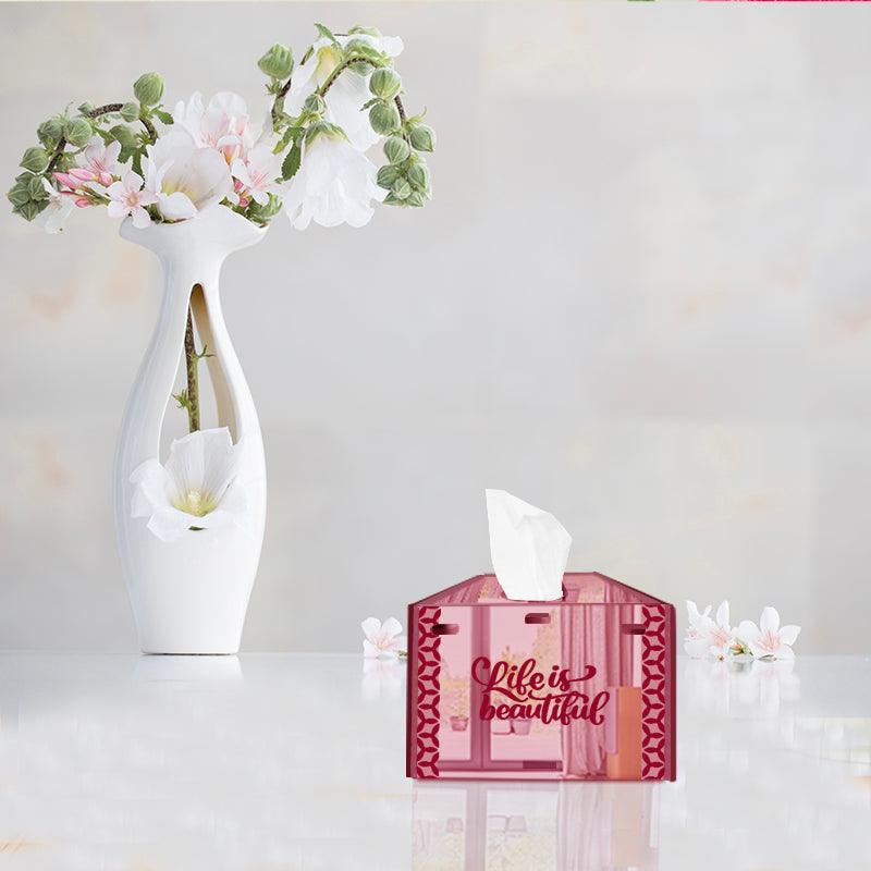 Life is Beautiful, One Acrylic Mirror tissue box with 100 X 2 Ply tissues (2+ MM) - FHMax.com