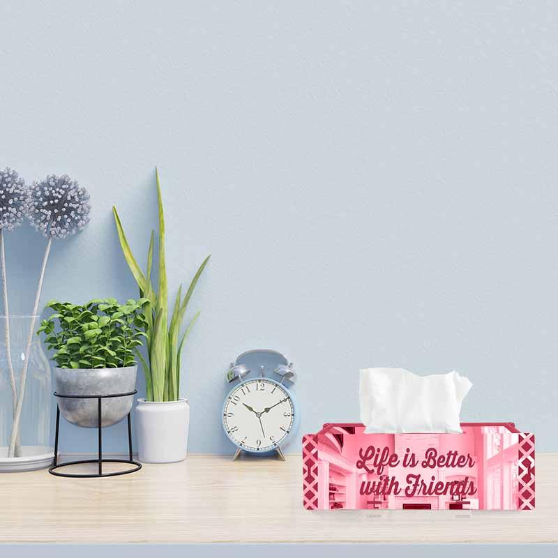 Life is Better with Friends, One Acrylic Mirror tissue box with 100 X 2 Ply tissues (2+ MM) - FHMax.com