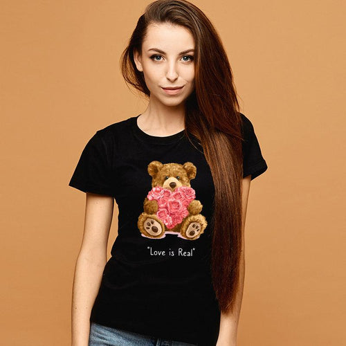 'Love is real' Teddy, Women Half Sleeve Tshirt - FHMax.com