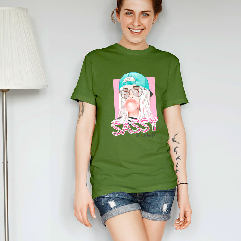 "SASSY SINCE BIRTH", Boyfriend Women T-shirt - FHMax.com