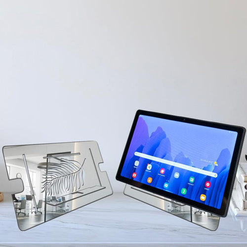 Mor Pankh Laser Cutting, Reflective Acrylic Tablet stand - FHMax.com
