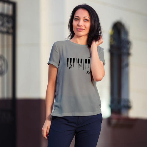 Music Keys, Women Half Sleeve Tshirt - FHMax.com