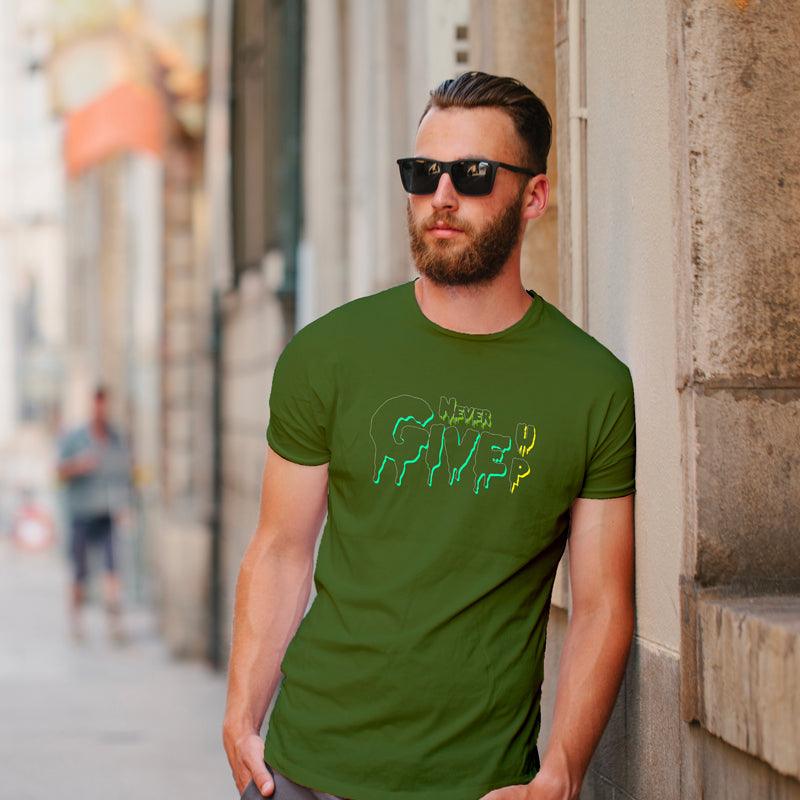 Never Give Up, Men's Half Sleeve Tshirt - FHMax.com