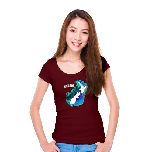 New Zealand's Map, Women Half Sleeve Tshirt - FHMax.com