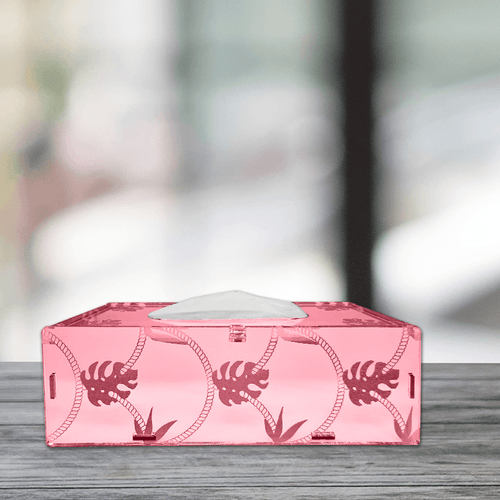 Opal Leaf, One Acrylic Mirror tissue box with 100 X 2 Ply tissues (2+ MM) - FHMax.com