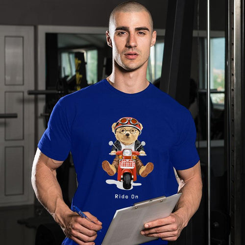 Ride On Teddy Bear, Men's Half Sleeve Tshirt - FHMax.com