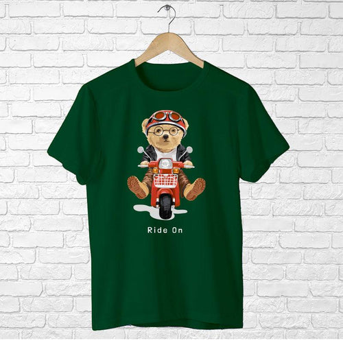 Ride On Teddy Bear, Men's Half Sleeve Tshirt - FHMax.com