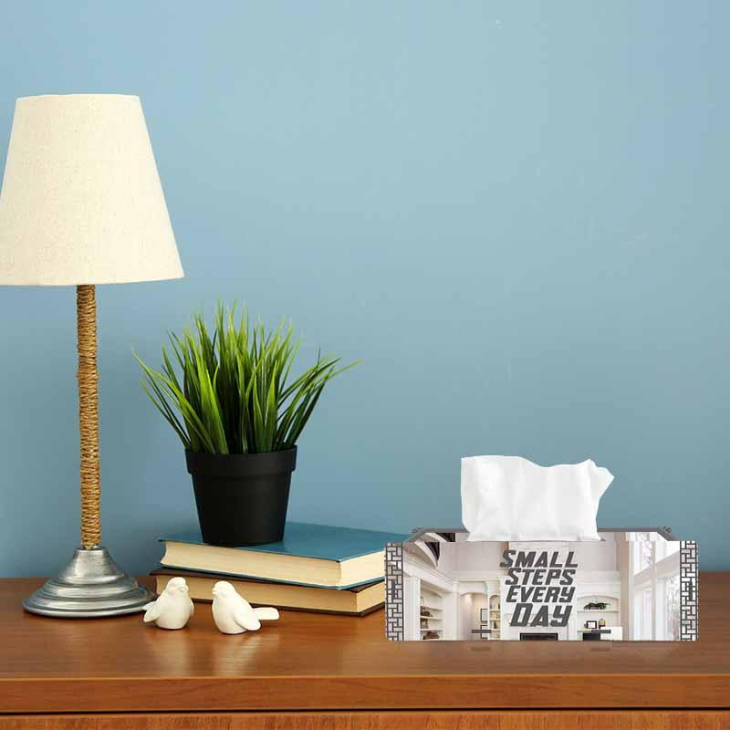 Small Steps Every Day, One Acrylic Mirror tissue box with 100 X 2 Ply tissues (2+ MM) - FHMax.com