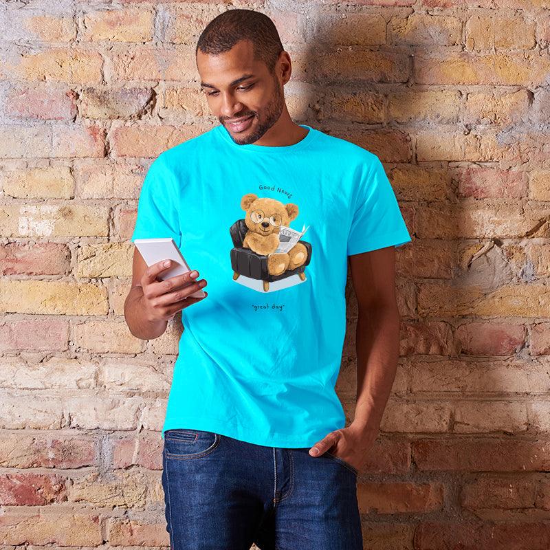 Studious Teddy Bear, Men's Half Sleeve Tshirt - FHMax.com