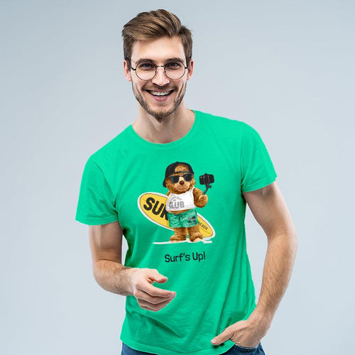 Surf's Up Teddy Bear, Men's Half Sleeve Tshirt - FHMax.com