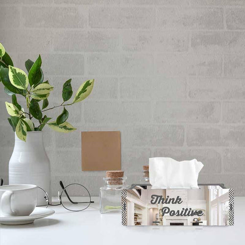 Think Positive, One Acrylic Mirror tissue box with 100 X 2 Ply tissues (2+ MM) - FHMax.com