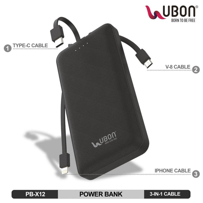 UBON, Power King  PB-X12 10000mAH (Black Colour) - FHMax.com