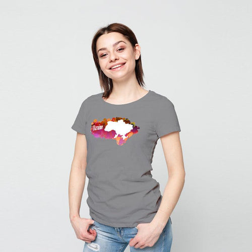 Ukraine Map, Women Half Sleeve Tshirt - FHMax.com