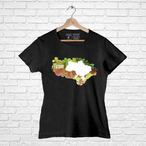 Ukraine Map, Women Half Sleeve Tshirt - FHMax.com