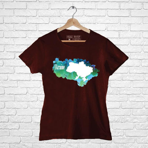 Ukraine Map, Women Half Sleeve Tshirt - FHMax.com