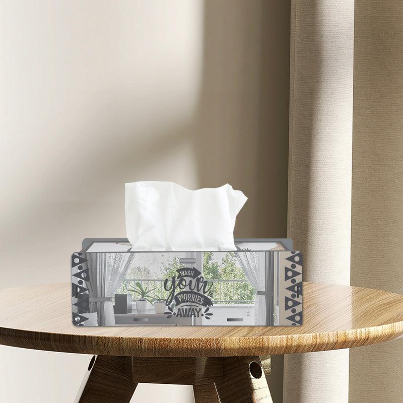 Wash your worries away, One Acrylic Mirror tissue box with 100 X 2 Ply tissues (2+ MM) - FHMax.com