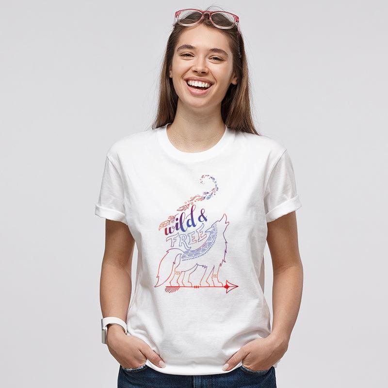 Wild and Free, Women Half Sleeve Tshirt - FHMax.com